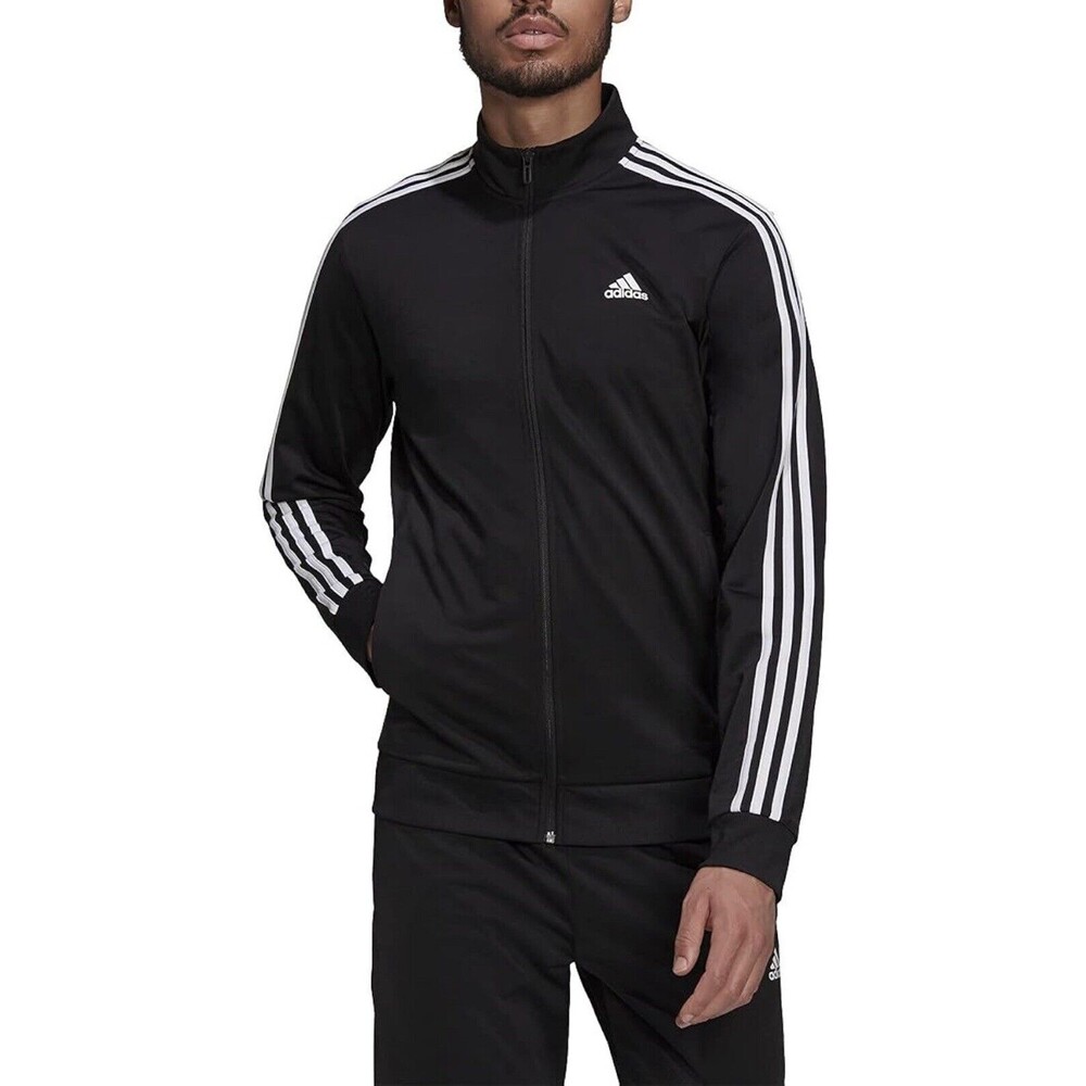 Mens Adidas 3 Stipe Tricot Track Jacket Black Size Medium M New With Tags